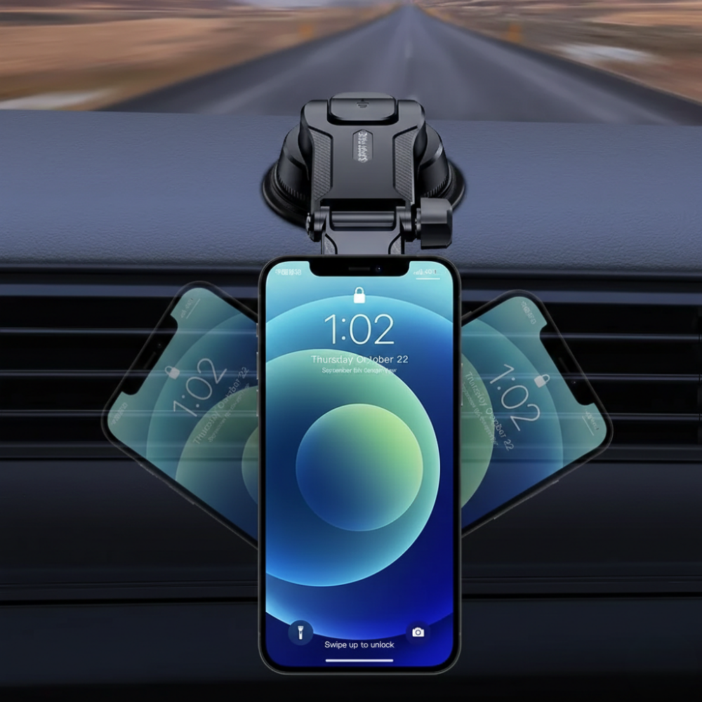 Versatile Car Phone Holder | 360° Adjustable Car Mount with Nano Suction Cup | Universal Compatibility for Easy Navigation